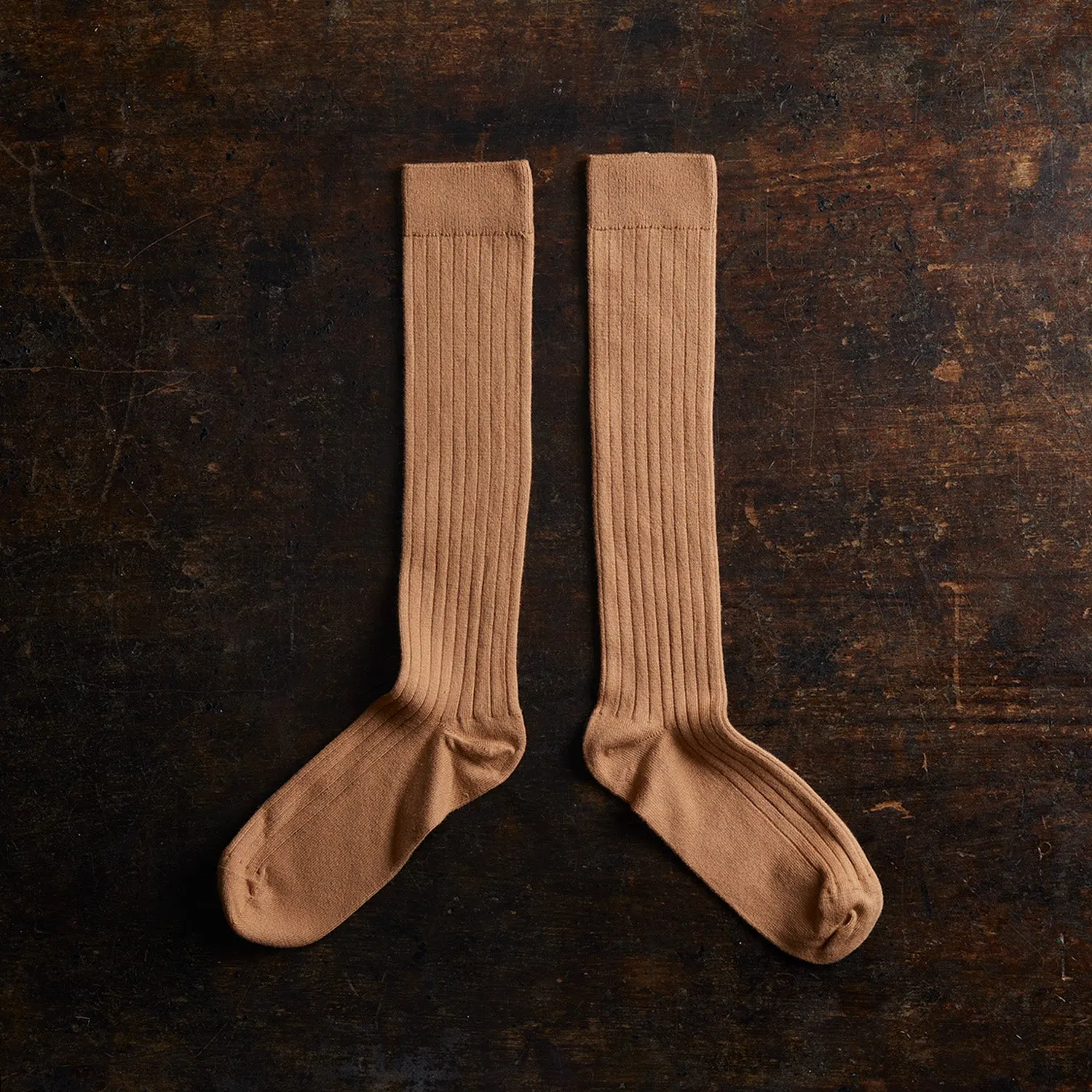 Adult's Cotton Knee Socks - Caramel