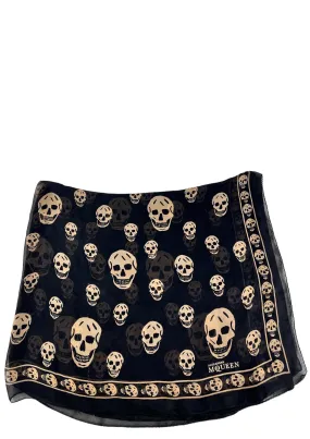 Alexander McQueen Black Classic Skull Print Silk Scarf