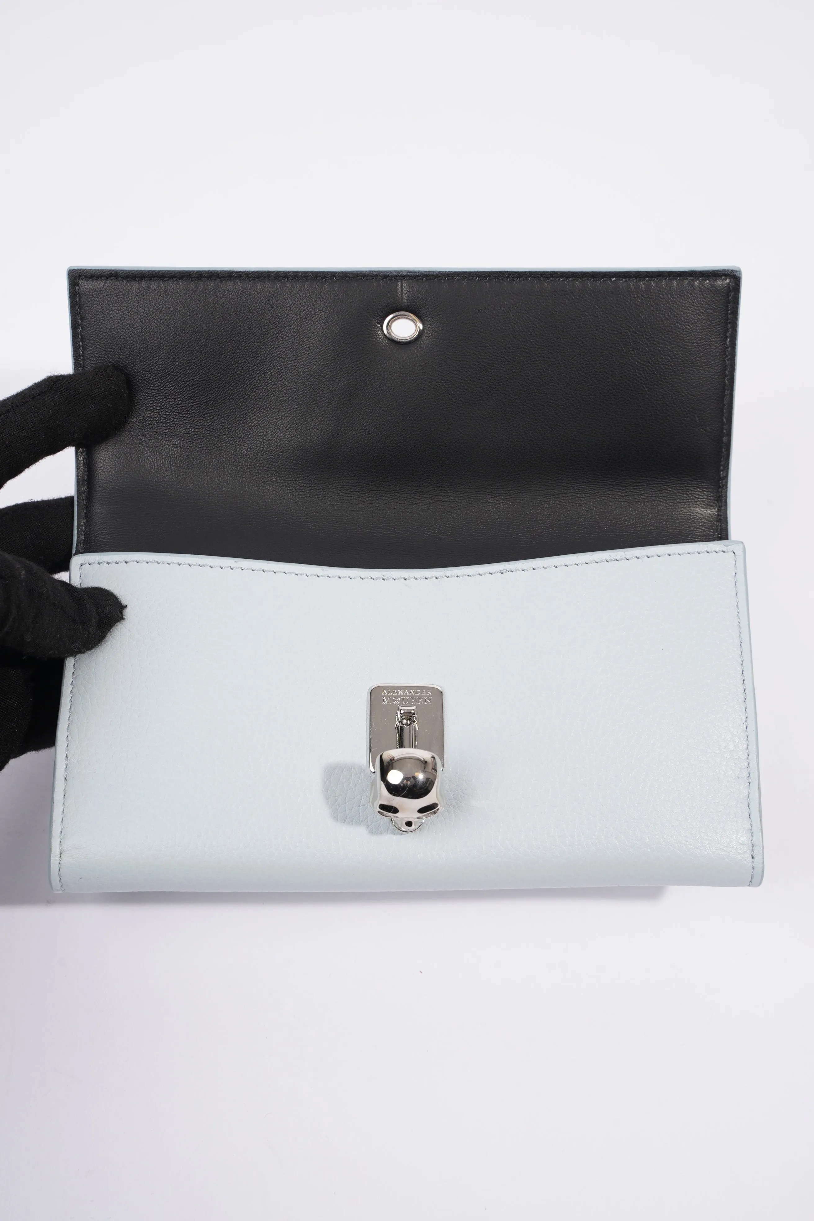 Alexander McQueen Long Wallet Light Blue Leather