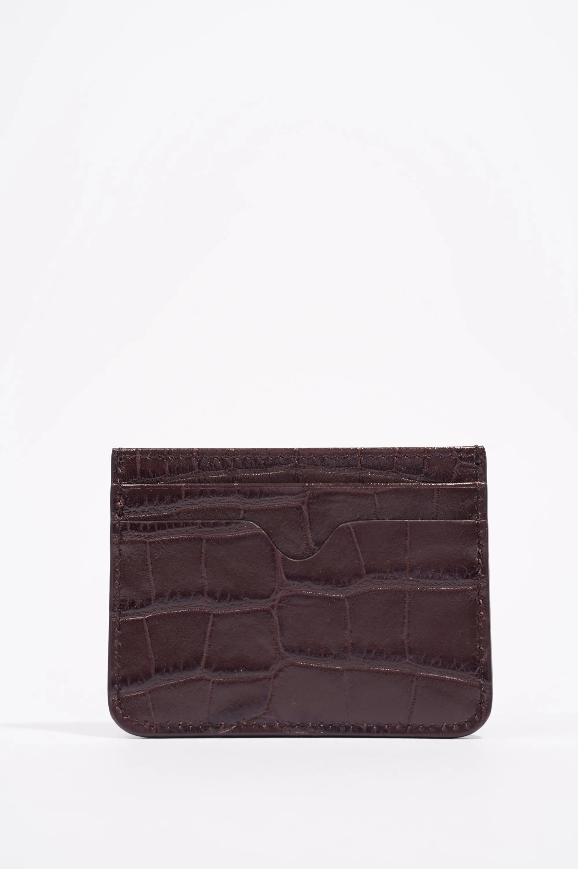 Alexander McQueen Womens Card Holder Burgundy Croc