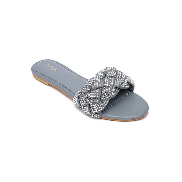 Diamante Braided Slide Sandal MY 191