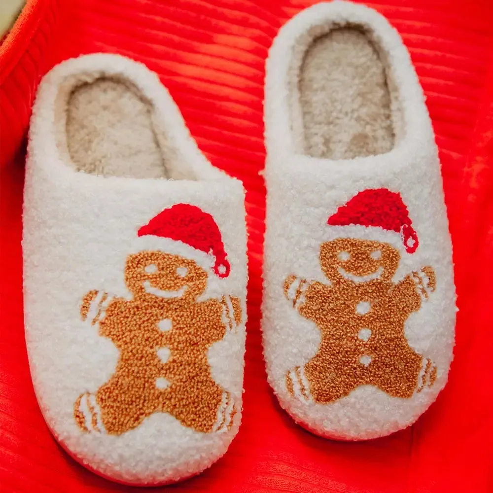 Gingerbread Man Fuzzy Sherpa Slippers