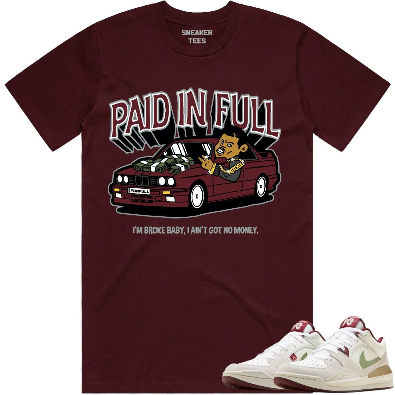 Jordan Stadium 90 CNY Year of the Dragon Shirt to Match - BURGUNDY PAID