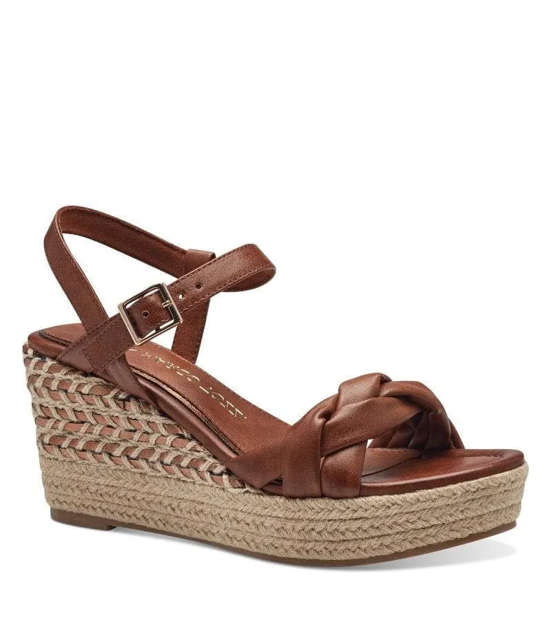 Marco Tozzi Womens Brown Woven Wedge Summer Sandal - 2-28353-42