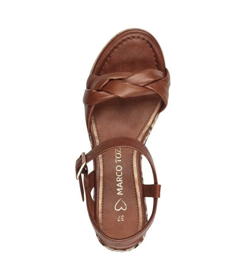 Marco Tozzi Womens Brown Woven Wedge Summer Sandal - 2-28353-42