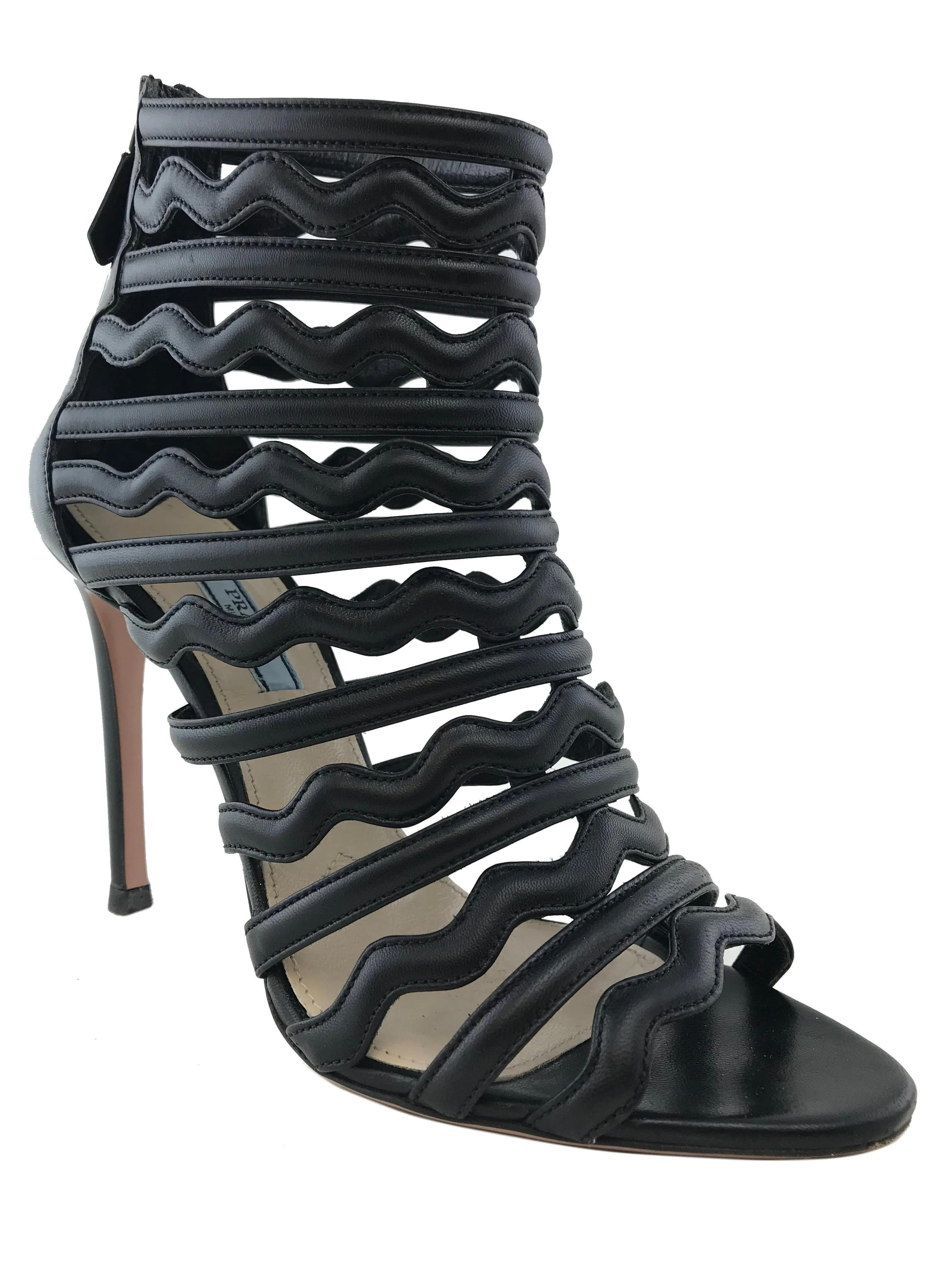 Prada Leather Strappy Caged Heeled Sandals Size 8