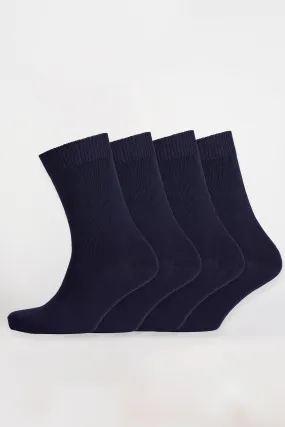 Value Cotton Sock Plain 4 Pack - Navy